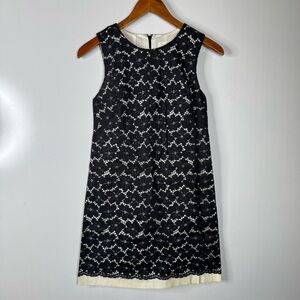 Shoshanna Black Lace Overlay Mini Dress with Cream Lining